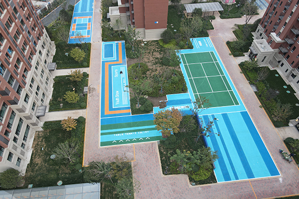 天津宁河某小区路面改色 彩色改色剂喷涂